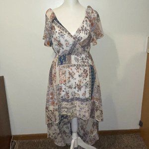 quilt print high low dress